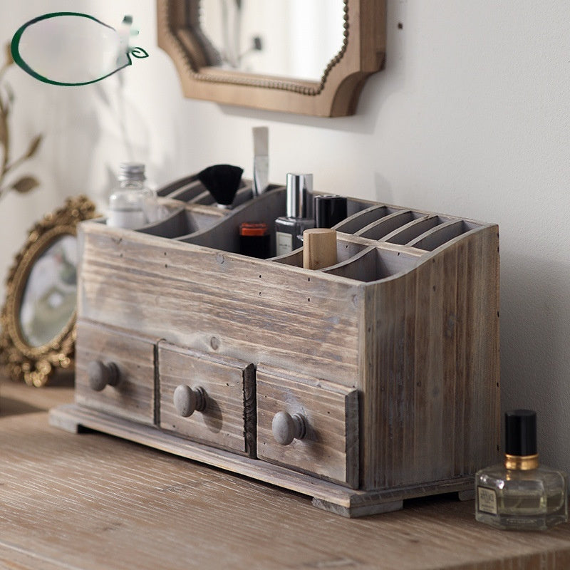 Solid Wood Desktop Cosmetic Case