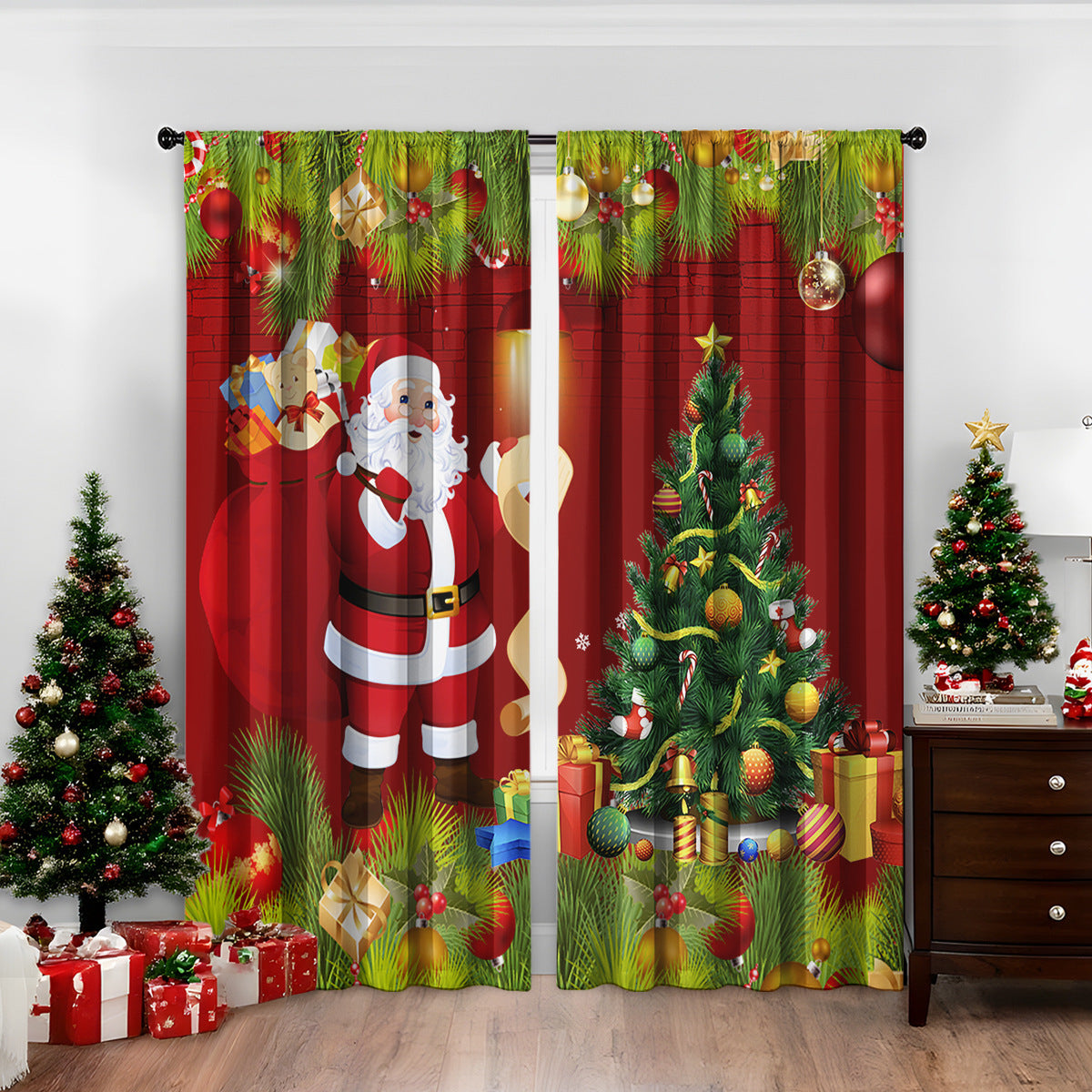 3D Digital Printed Christmas Curtains