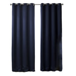 Dark Blue Bedroom Blackout Fabric Printed Curtains