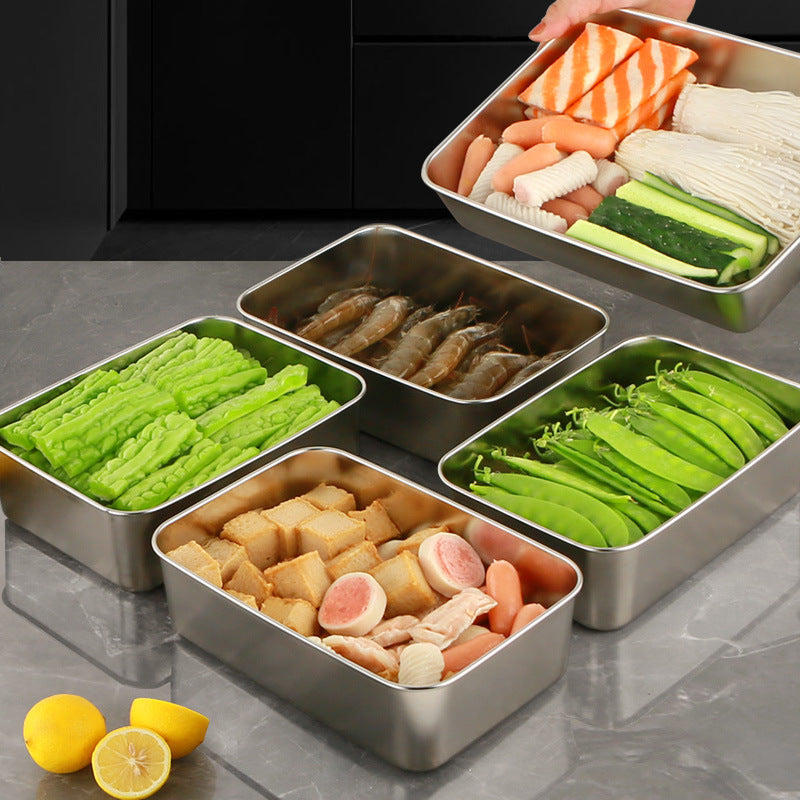 Stainless Steel Plate Refrigerator Storage With Lid